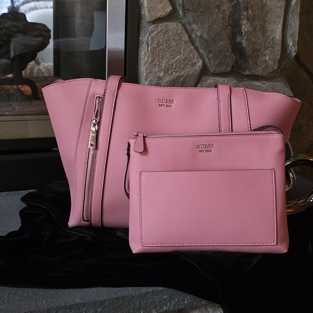 GUESS Pink Tote and Pouch Set